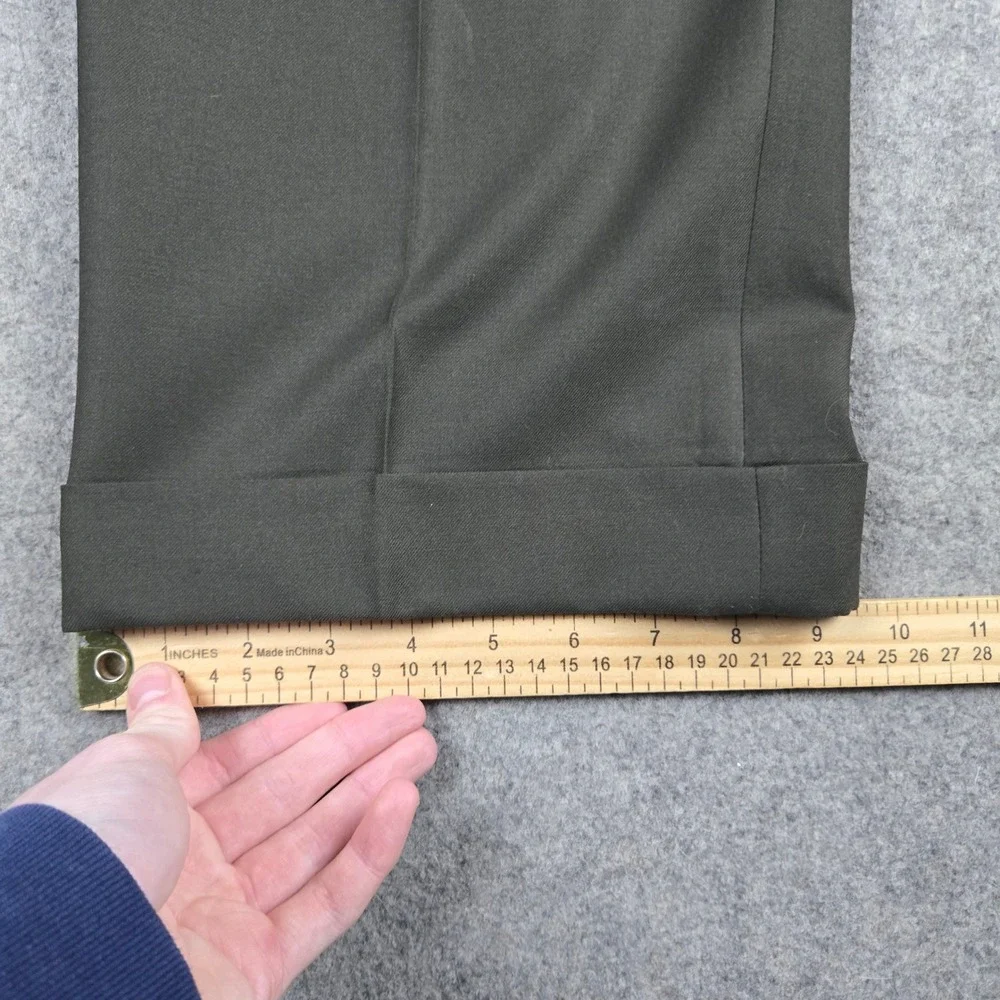 Vintage Brooks Brothers Dress Pants Mens 37 Green Wool Pleated Cuffed USA New
